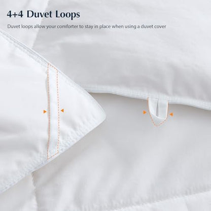 Pacific Coast Lightweight Goose Feather Down Fiber Comforter Twin Size, Summer Duvet Insert, Ultra Soft, Breathable, Hotel Luxury Bedding with 8 Tabs, White, 68 x 90 Inches
