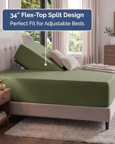 CGK Linens Extra Deep Flex Top Split Head King Fitted Sheet - Sage Green