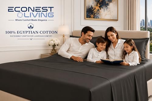 100% Egyptian Cotton Queen Sheet Set 6 Piece, Bed Sheets Set, Dark gray