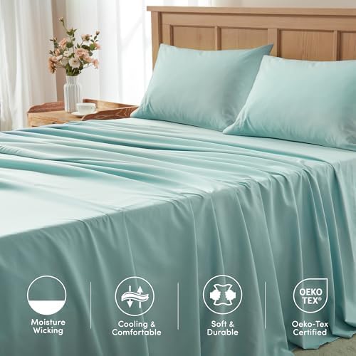 Comfort Spaces Coolmax Moisture Wicking Cooling Sheet Set, Cal King 4 Piece