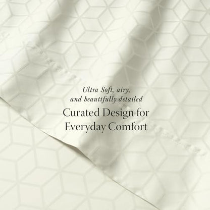 Threadmill 400TC Egyptian Cotton King Sheet Set, Sateen, Jacquard, Ivory