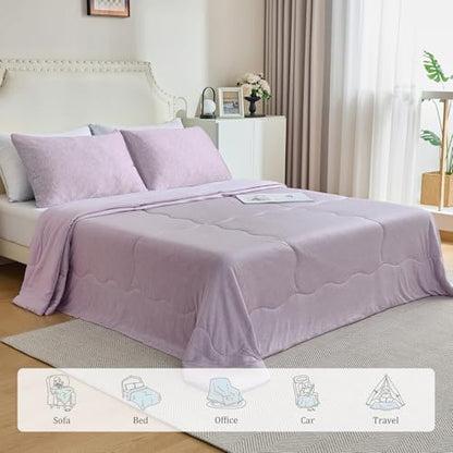 CHOSHOME Cooling Comforter Cooling Blanket, Q-Max 0.45 Cool Sleeping Summer Blanket for Hot Sleeper Night Sweats, Cal King 96" x 102", Purple