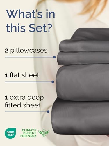 Extra Deep Cal King Sheet Set - 4 Piece Breathable & Cooling - Dark Grey