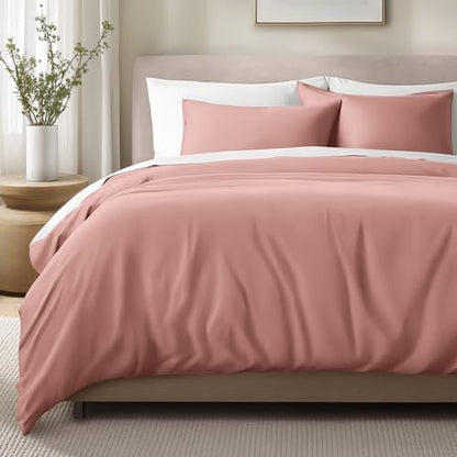 Bare Home 100% Organic Sateen Duvet Cover Set (King/Cal King, Dusty Rose)
