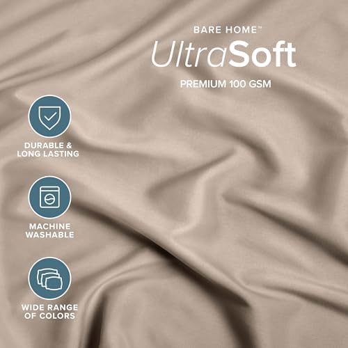 Bare Home King Fitted Sheet - 1800 Ultra-Soft (King, Pebble)