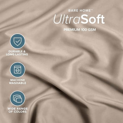 Bare Home King Fitted Sheet - 1800 Ultra-Soft (King, Pebble)