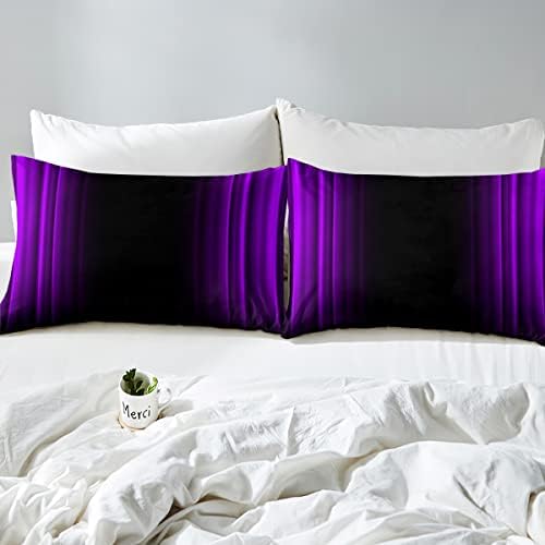 Feelyou Geometric Abstract Ombre Bed Sheets Kids Teens Purple and Black Striped Sheet Set Decor Modern Fashion Bed Set Bedroom Collection 3Pcs Twin Size
