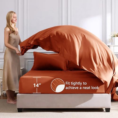CozyLux Twin XL Comforter Set 68"x88" Burnt Orange - 5 Piece Bed in a Bag