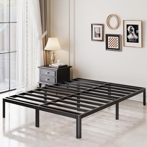 Lutown-Teen 10 Inch King Bed Frame with Rounded Corner Legs, 2000 LBS Heavy Duty Metal King Size Platform Bed Frame No Box Spring Needed, Noise Free, Easy Assembly, Black