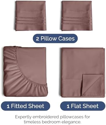 Queen Size 4 Piece Sheet Set - Ultra Soft & Cooling Sheets - Clay
