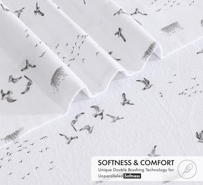 RUVANTI Flannel Sheets Twin Size, Sky Ballet