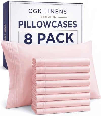 Queen Pillow Cases Set of 8 - Ultra Soft Pillowcase Covers - Baby Pink