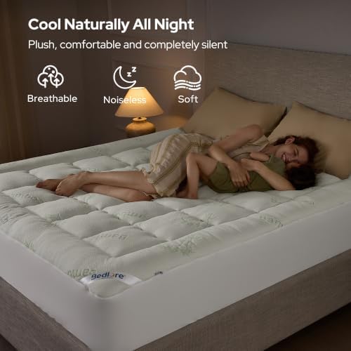BEDLORE California King Mattress Topper, Thick Soft Pillow Top Bed Topper