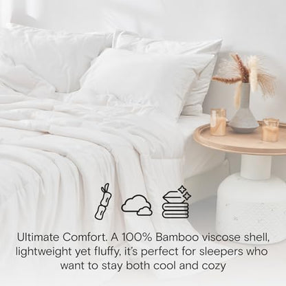 DOZ All Season Cooling Comforter, 100% Viscose Derived from Bamboo, Breathable, Lightweight, Soft, Down Alternative Duvet Insert, 8 Loops, 70"x90" (Twin/Twin XL)