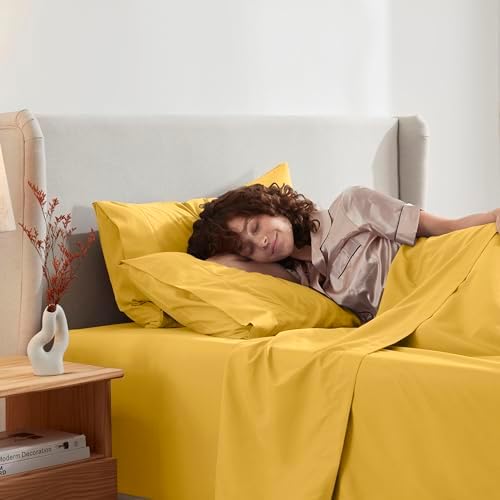 Nestl Full XL Sheet Set - Bed Sheets - Yellow - 4-Piece Deep Pocket
