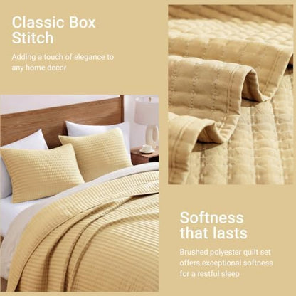 WRENSONGE King Size Quilt-Lightweight Bedspreads Yellow King Quilt Bedding