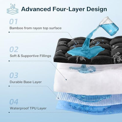 Waterproof Full Size Mattress Topper Viscose Derived from Bamboo, Extra Thick Mattress Pad for Back Pain, Cooling Mattress Topper with Deep Pocket 8"-21",Gray,Full