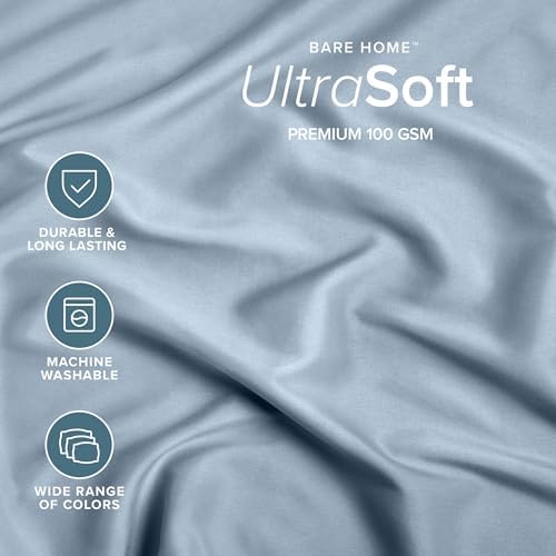 Bare Home Full XL Fitted Sheet - 1800 Ultra-Soft (Full XL, Dusty Blue)