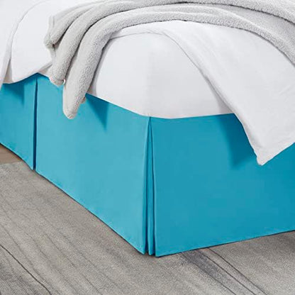 Nestl Beach Blue Twin Bed Skirt - Twin Size Bed Skirt 14 Inch Drop - Brushed Microfiber Bed Skirts - Hotel Quality Pleated Bed Skirt - Shrinkage & Fade Resistant
