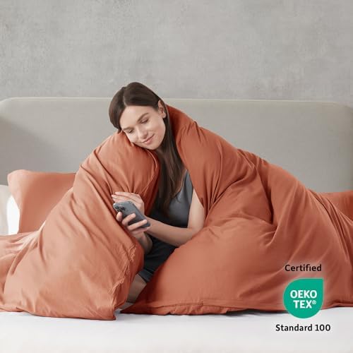 Hearth & Harbor Prewashed Full Duvet Cover Set, Rust