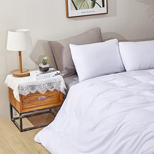 Wellboo White Comforter Sets Queen Size Solid Color Bedding for Women Men