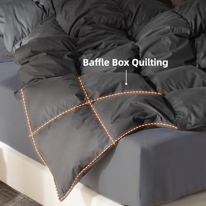 Goose Feather Down Comforter Full Size, 100% Organic Cotton Duvet Insert