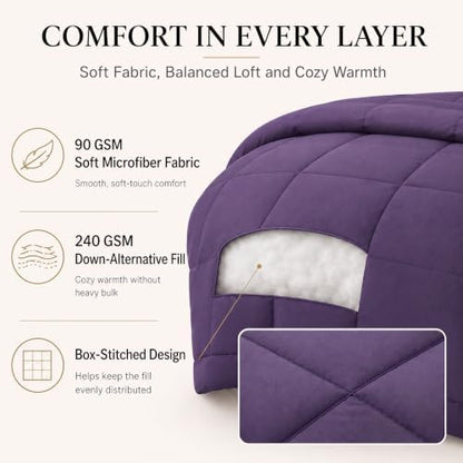 CozyLux King Size Comforter Set Purple - 7 Pieces Bed in a Bag