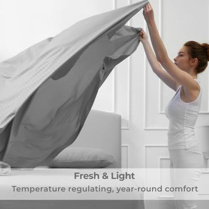 Mellanni Iconic 3-Piece, Ultra Soft Sheet Set (Twin, Striped Gray/Silver)