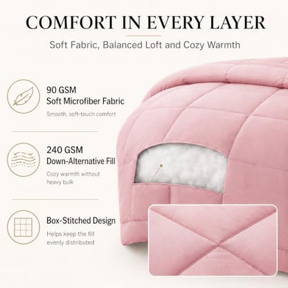 CozyLux Queen Comforter Set Pink - 7 Pieces Bed in a Bag