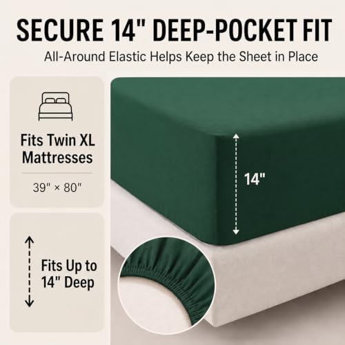 CozyLux Twin XL Comforter Set Emerald Green - 5 Pieces Twin XL Bed in a Bag