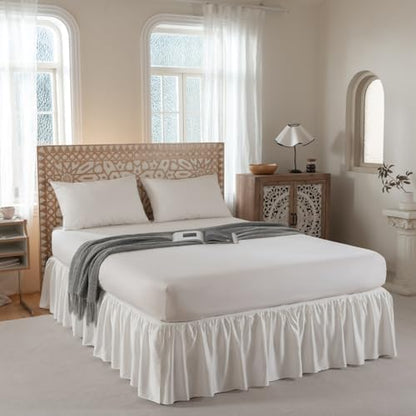 Bed Skirt Queen Size Ruffled Bed Skirt with Split Corners, 18 Inch Drop
