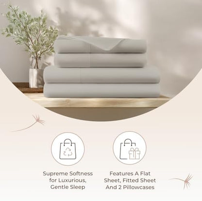 100% Organic Cotton Sheets Cal King - GOTS Certified Cotton Percale Sheets with Crisp Cool & Breathable Percale Weave Perfect for Hot Sleepers - Durable Luxury 4 Piece Set (Silver, King)