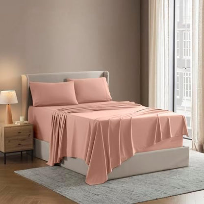 Nestl Full Sheet Set - Bed Sheets - Peach - 4-Piece Deep Pocket