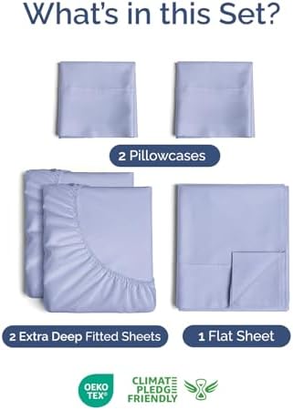 Extra Deep Split King Sheet Set - 5 Piece Soft & Cooling Sheets - Lavender