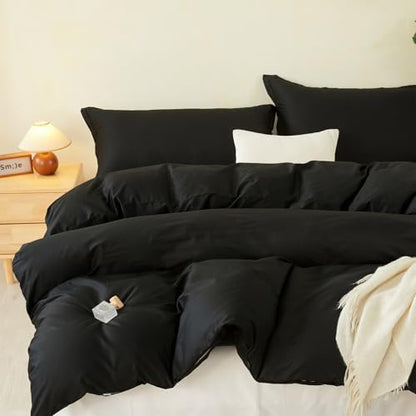 Duvet Cover Set King Size 100% Organic Cotton Pirate Black, SAPHREAS 3 Pcs Soft Bedding Comforter Cover with Zipper Closure & Corner Ties, Comforter Not Included