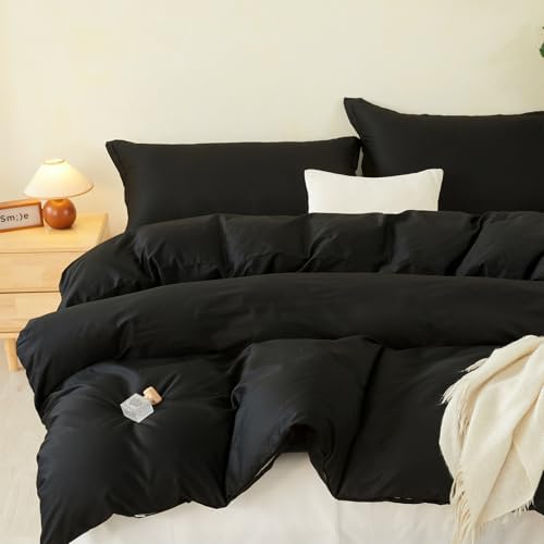 SAPHREAS Duvet Cover Set Full Size 100% Organic Cotton Pirate Black, 3 Pcs Soft Bedding Comforter Cover with Zipper Closure & Corner Ties, Comforter Not Included