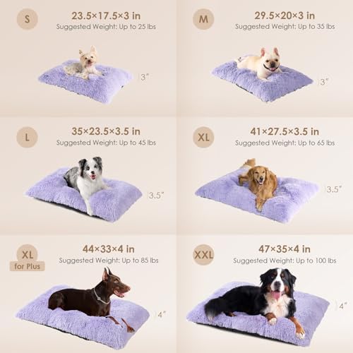 EHEYCIGA Fluffy Dog Crate Bed for Small Dogs, Plush Crate Pad, Purple