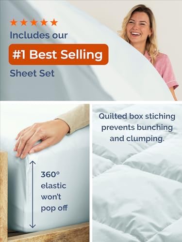 Twin Comforter Set - Ice Blue Bedding for All Seasons - 2 Piece Bed Set