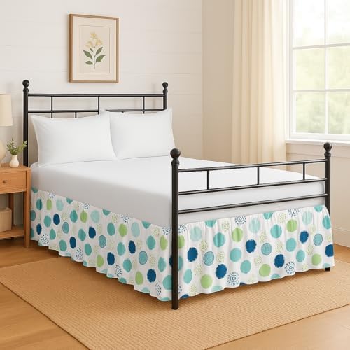 Mattress-Homes Printed Ruffled Bed Skirt Split Corners with Platform Tailored Fit Wrinkle Free Ultra-Soft Microfiber Dust Ruffle Twin 21" Drop Circle Pop