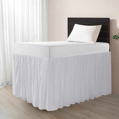 eBeddy Linens Split Corner Dust Ruffle Dorm Bed Skirt Twin XL – 32 Inch Drop, 100% Microfiber, Extra Long Bed Skirt for College Dorm, Platform Style, White Solid, Hidden Storage Solution, Easy Fit