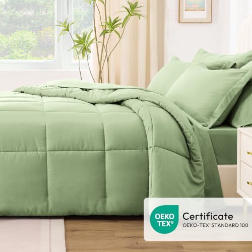 Love's cabin Plaid California King Comforter Set, Sage