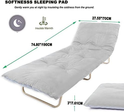 Thick Camping Sleeping Pad, Soft Comfortable Microfiber Camping Cot Pads for Adults, Lightweight Foldable Sleeping mats for Traveling Hiking Backpacking Traveling