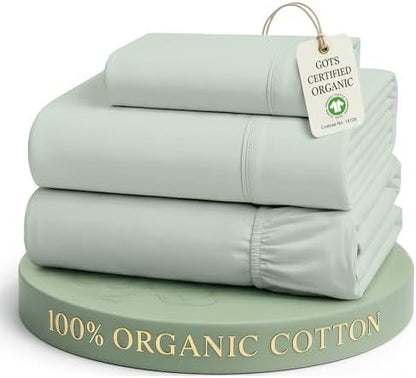 LANE LINEN Twin XL Sheet Set 100% Organic Cotton Soft 3pc - Cool Blue