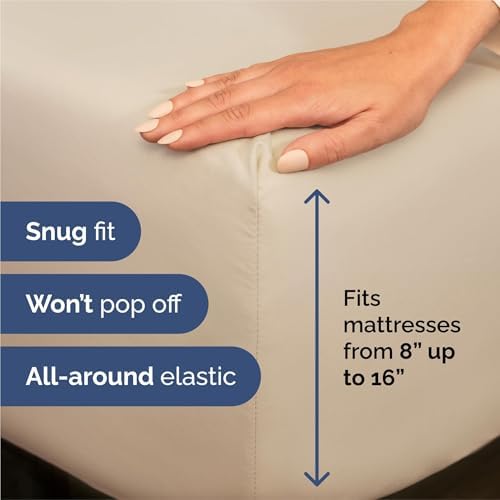 Split King 7 Piece Bed Sheet Set - Comfy, Breathable & Cooling - Wheat