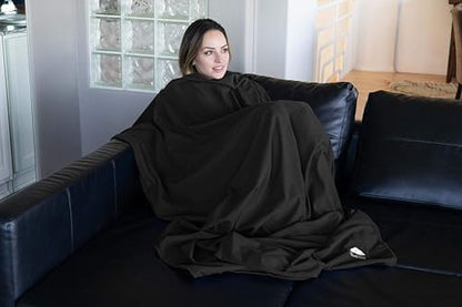 BlueHills Premium Soft Lightweight Travel Blanket Pillow 2 in 1 - Black