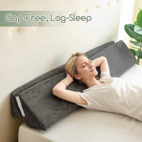 HIGOGOGO King Size Wedge Pillow for Headboard Gap - Multi Functional Mattress Wedge Bed Gap Filler Close The Gap (0-7") Between Your Mattress and Headboard or Wall (Grey 76"x11"x9")