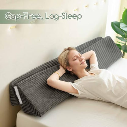 HIGOGOGO King Size Wedge Pillow for Headboard Gap - Multi Functional Mattress Wedge Bed Gap Filler Close The Gap (0-7") Between Your Mattress and Headboard or Wall (Grey 76"x11"x9")