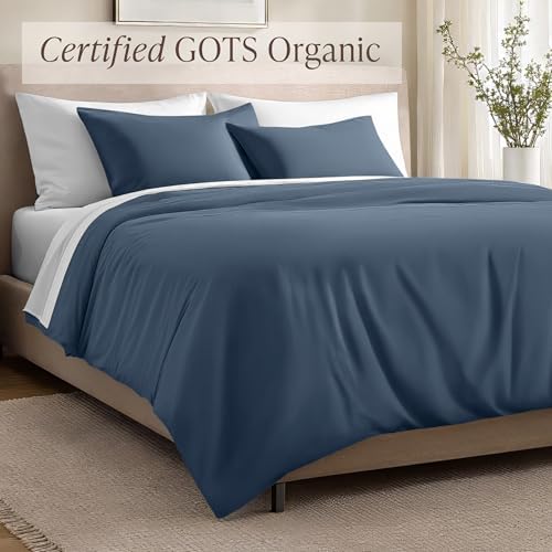 Bare Home 100% Organic Sateen Duvet Cover Set (Twin/Twin XL, Bering Sea)