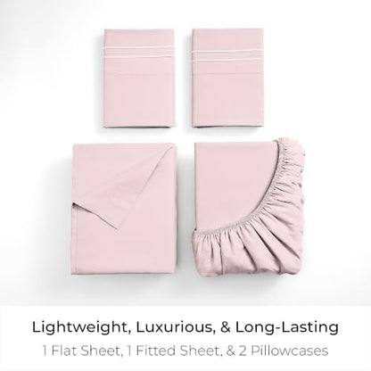 Mellanni Iconic 4-Piece, Ultra Soft Sheet Set (King, Blush Pink)