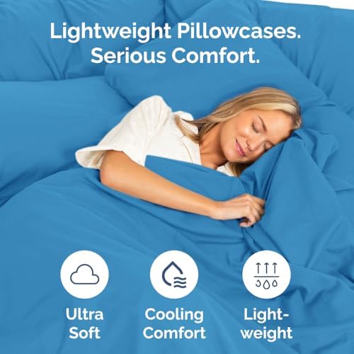 King Standard Pillow Cases Set of 6 - Soft Pillowcase Covers - Denim Blue